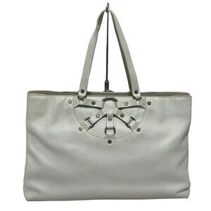 Auth CELINE - White Leather Tote Bag